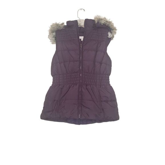 New‎ York & Company Outdoor Vest with Removable Faux Fur Hood - Picture 1 of 7